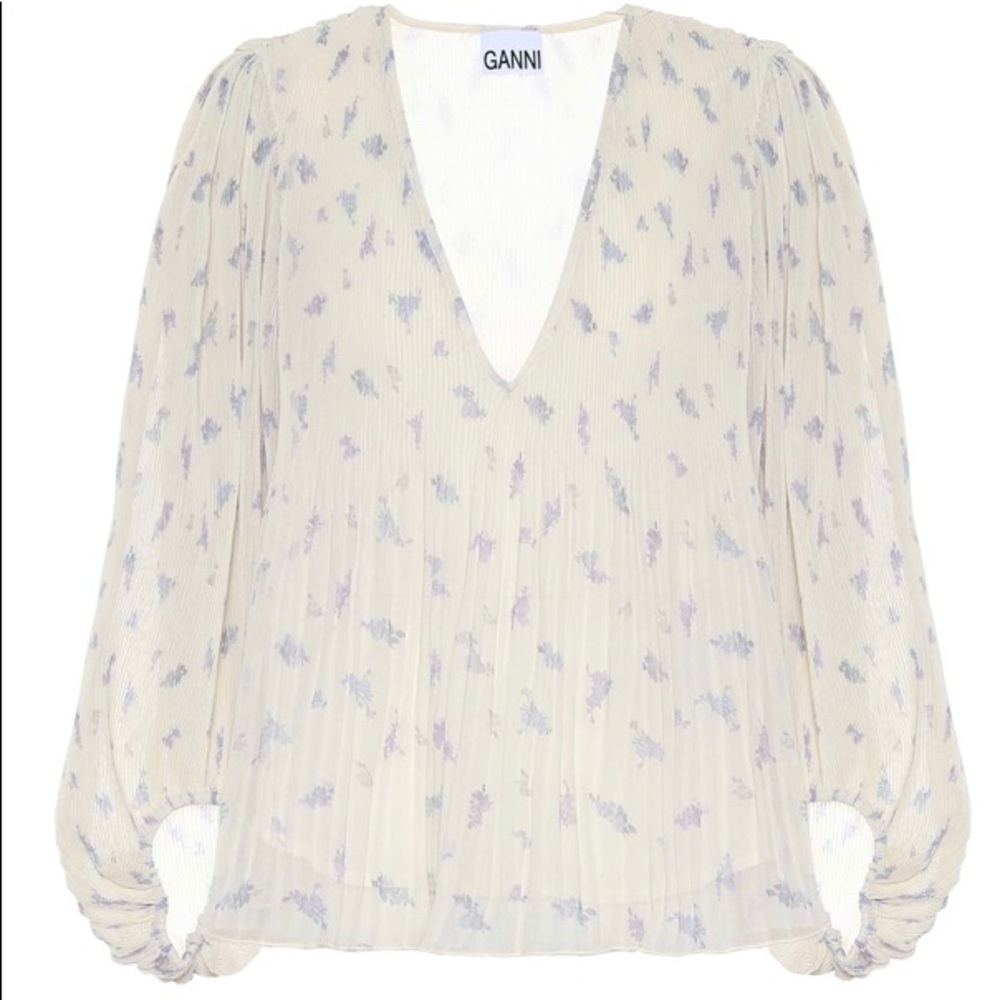 Ganni - Pleated georgette blouse